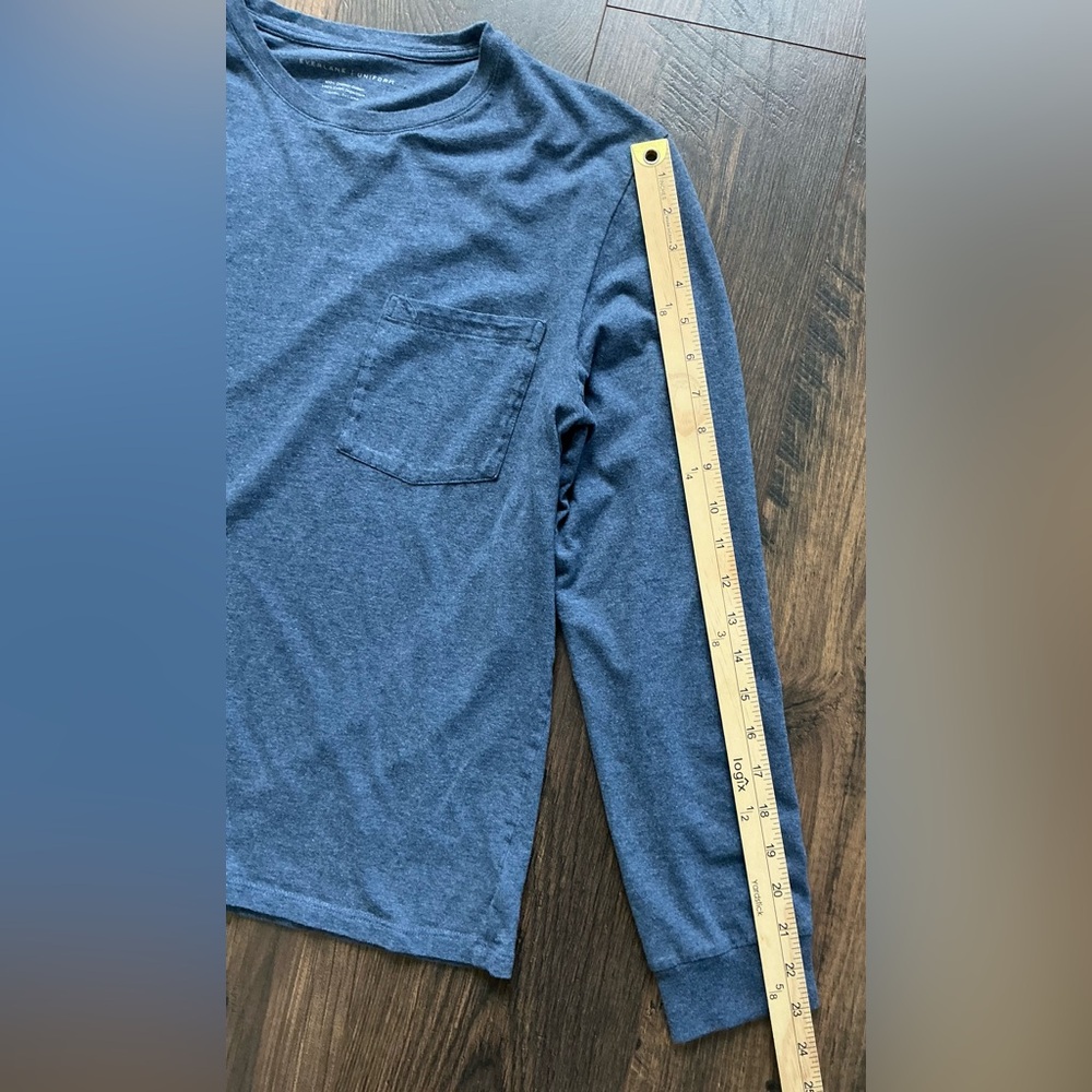 Everlane Uniform Men’s Organic Cotton Long Sleeve Tee Pocket Blue (Size M) - Picture 7 of 7